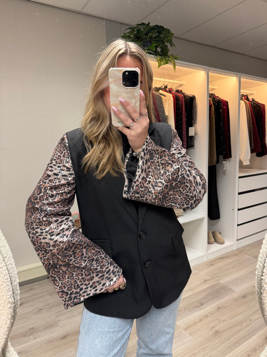 Leopard Glitter Blazer