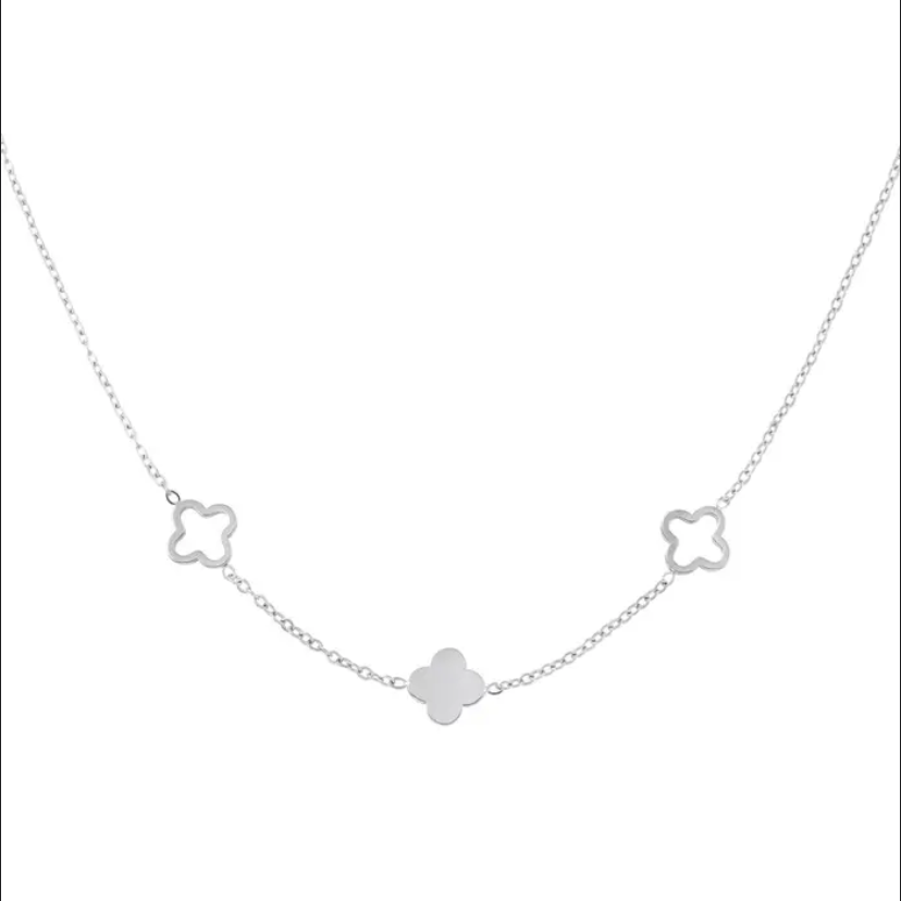 Clovers Necklace - Zilver