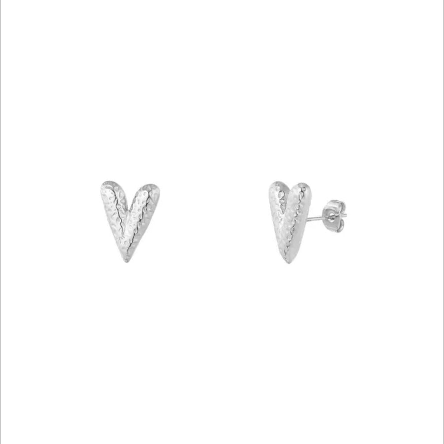 Heart Stud Earring - Zilver