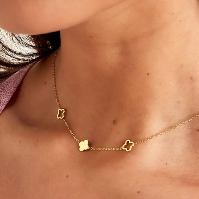 Clovers Necklace - Goud